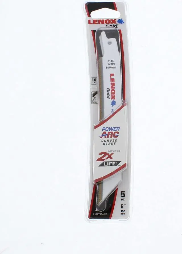 Alt view image 2 of 4 - LENOX Gold 614GR -6' 14TPI Titanium Edge Metal Cutting Reciprocating Blade -5 PK