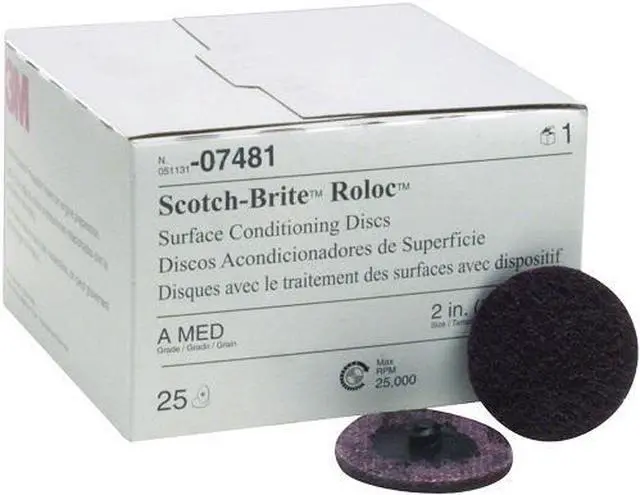 Main image of 3M 07481 2" Medium Scotch Brite Roloc Surface Conditioning Discs (3 PACK)