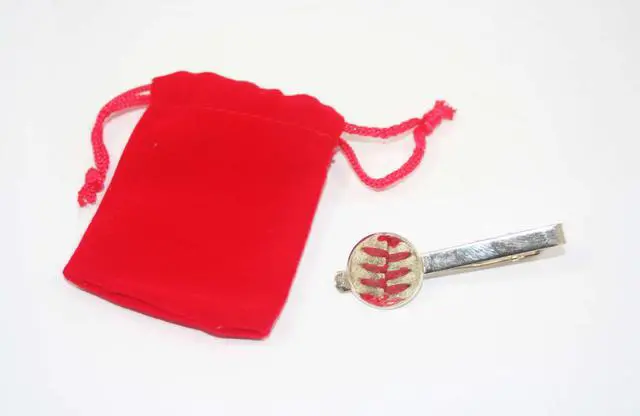 Main image of Handmade Baseball Stitching Tie Clip by Artist, Nathan Rueckert