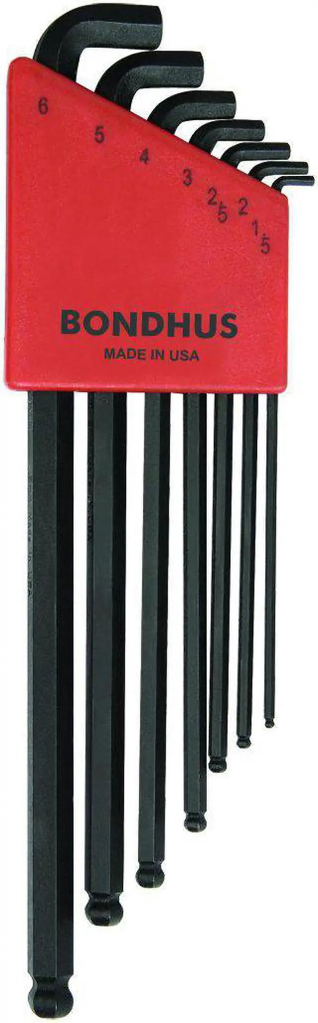 Main image of Bondhus 16592 Set 7 Stubby Ball End L-wrenches 1.5-6mm