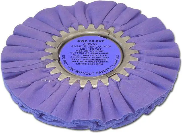 Main image of Zephyr AWP-58-8-VP Purple-Lea Airway Cotton Mill Treat 8″ Buffing Wheel