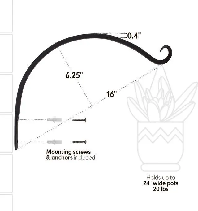 Alt view image 4 of 5 - 7Penn | Hanging Plant Bracket 14” Inch Wall Plant Hanger Windchime Hanger 1pk