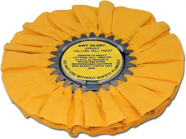 Main image of Zephyr AWY-58-8-MT Yellow Airway Mill Treat 8" Buffing Wheel