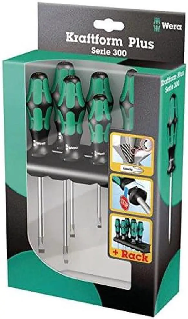 Alt view image 2 of 5 - Wera 05105650001 334/6 Rack Screwdriver Set Kraftform Plus Lasertip and Rack