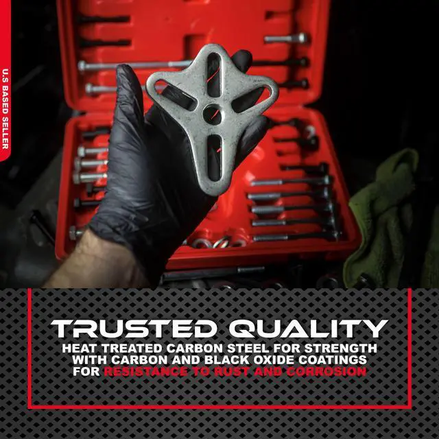 Alt view image 11 of 13 - ABN Harmonic Balancer Puller Tool 46pc Flywheel Crankshaft Pulley Steering Wheel