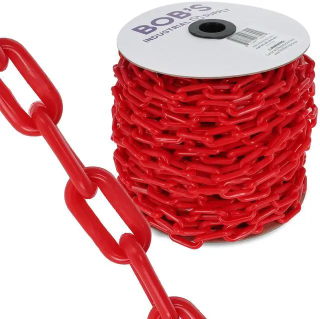 Main image of BISupply Plastic Chain Barrier 125ft Red Plastic Halloween Chain Crowd Control