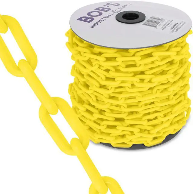 Main image of BISupply Plastic Chain Barrier 125ft Yellow Plastic Halloween Chain for Crowds