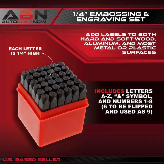 Alt view image 7 of 12 - ABN Metal 1/4" Inch Stamping 36-Piece Tool Kit – Embossing & Engraving Stamp Set