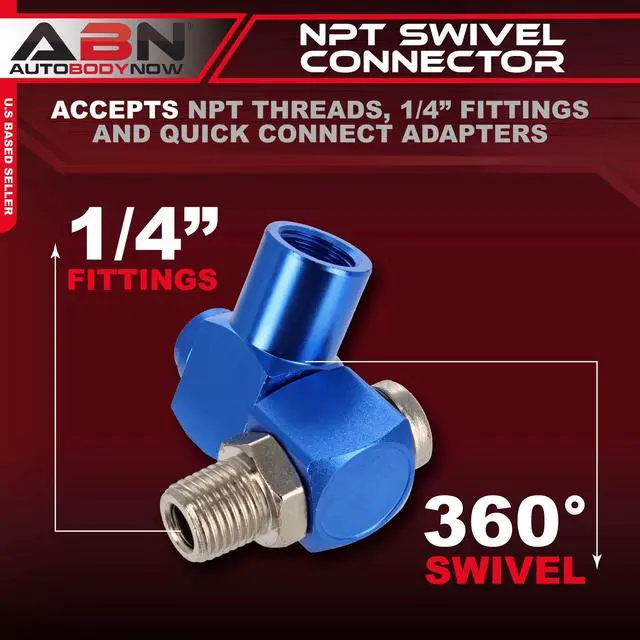 Alt view image 6 of 11 - ABN 1/4" Inch NPT 360 Degree Swivel Connector with Tension Control