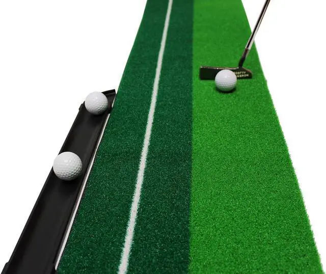 Alt view image 4 of 6 - Putting Green Golf Mat w/ Putting Mat Return & Golf Balls Putting Aid