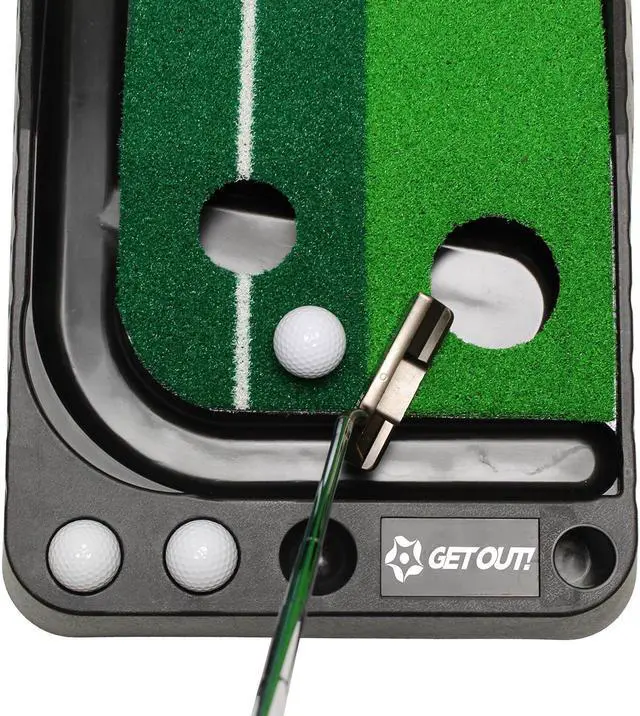 Alt view image 3 of 6 - Putting Green Golf Mat w/ Putting Mat Return & Golf Balls Putting Aid