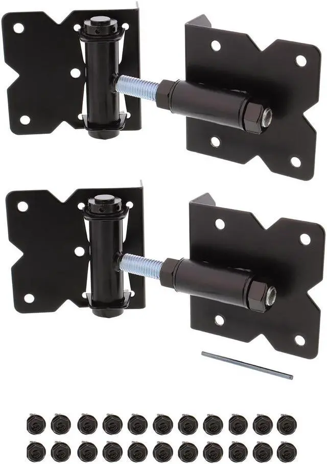 Alt view image 8 of 14 - 7Penn Self-Closing Black Gate Hinge 2-Pack with Screws and Swing Adjuster Tool