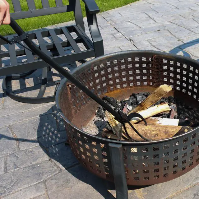 Alt view image 5 of 7 - 36 Inch 3 Prong Spring Handle Campfire Fireplace Wood Log Grabber Fire Tongs