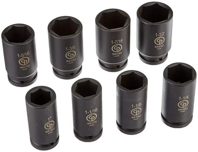 Alt view image 4 of 8 - Chicago Pneumatic S6008D 8 piece 3/4" Drive Impact Socket Deep Set