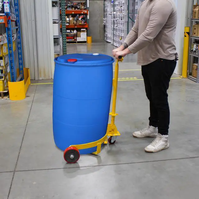 Alt view image 5 of 7 - BISupply 55 gal Drum Dolly 1pk - 1200 lb Capacity Low Profile Steel Barrel Cart