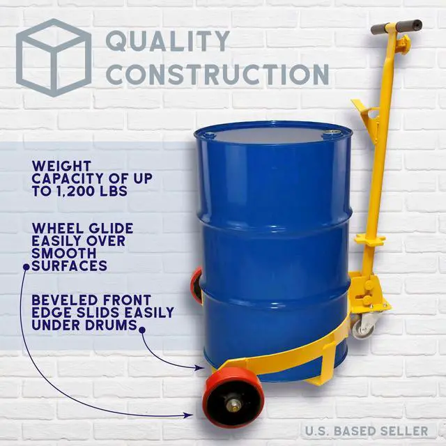 Alt view image 4 of 7 - BISupply 55 gal Drum Dolly 1pk - 1200 lb Capacity Low Profile Steel Barrel Cart