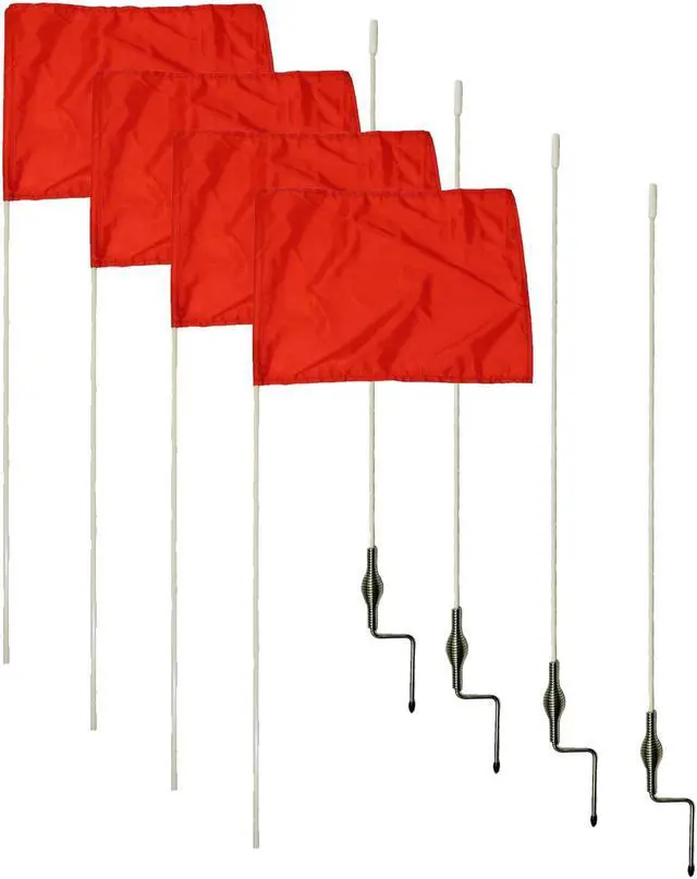 Alt view image 8 of 10 - Get Out!™  Soccer Corner Flag Posts with Red Flag (Set of 4) Spring-Loaded Base
