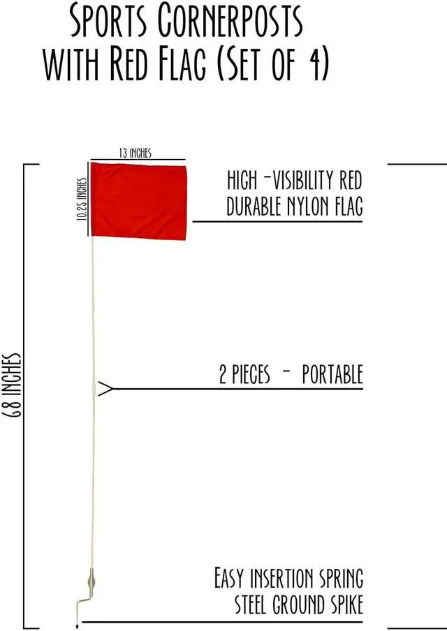 Alt view image 10 of 10 - Get Out!™  Soccer Corner Flag Posts with Red Flag (Set of 4) Spring-Loaded Base