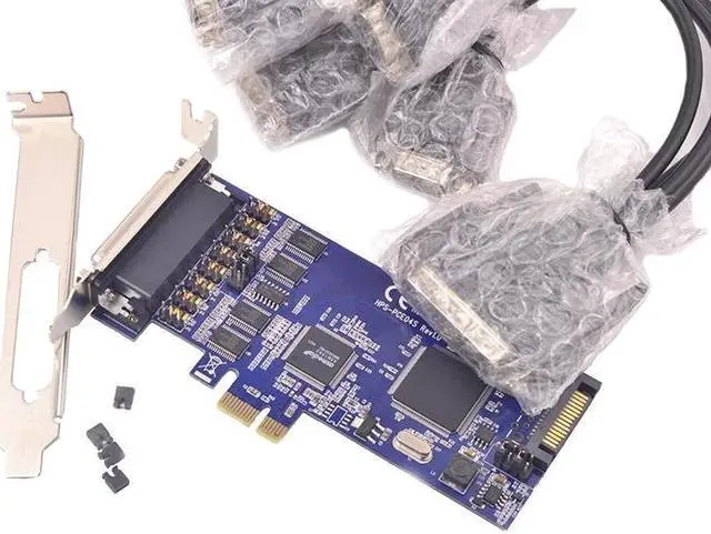Alt view image 6 of 6 - 4 Port RS232 Serial Adapter PCI-e Expansion Card w/ Fan-Out Cable PCI express I/O Card Resettable Fuse Chip SystemBase 16C1054