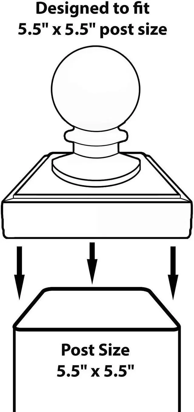 Alt view image 8 of 11 - Nuvo Iron Decorative Ball Post Cap for 5.5" x 5.5" Posts, Black - PCB04