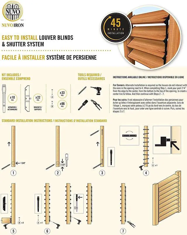 Alt view image 7 of 20 - Nuvo Iron Louver Blinds & Shutter System - Hardware Kit - LSB48
