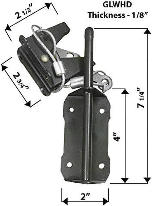 Alt view image 7 of 9 - Nuvo Iron Heavy Duty Gate Latch (HD) with Cable & Ring Part # GLWHD