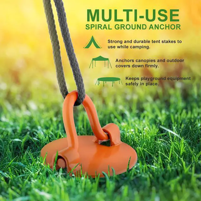 Alt view image 4 of 6 - 7Penn Spiral Ground Anchors - 10 Inch Orange Twist Tent Stakes, 4 Pack