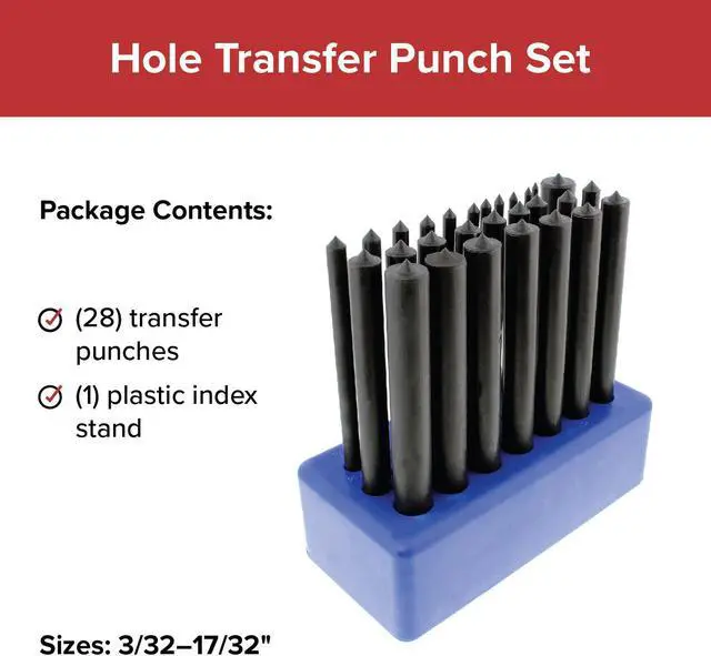 Alt view image 2 of 7 - ABN | Hole Transfer Punch Set for Steel 28 Piece Transfer Punch Set 3/32”–17/32”