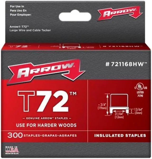Alt view image 4 of 7 - Arrow Fastener 721168HW T72 31/64 Inch (12mm) Natural Staples, 300/Pk