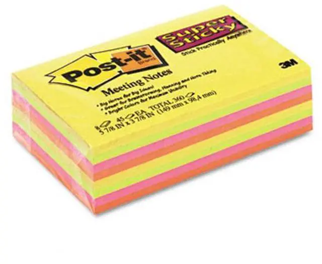 Alt view image 4 of 20 - Post-it Meeting Notes in Rio de Janeiro Colors 6 x 4 45-Sheet 8/Pack 6445SSP