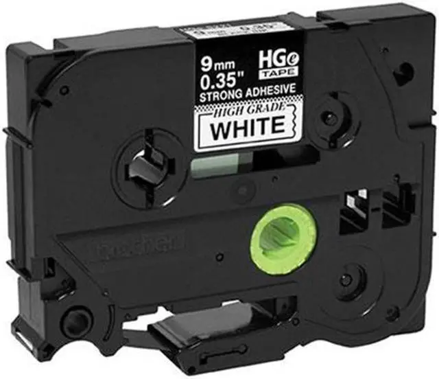Alt view image 4 of 4 - Brother 9Mm (0.35") Black On White Hge Tape With Standard Adhesive 8M (26.2 Ft) - 5 Pack