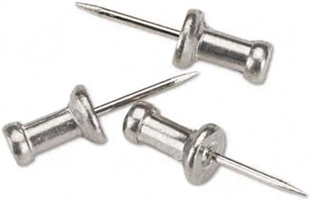 Alt view image 4 of 6 - Gem Aluminum Head Push Pins, Aluminum, Silver, 1/2", 100/Box CPAL4