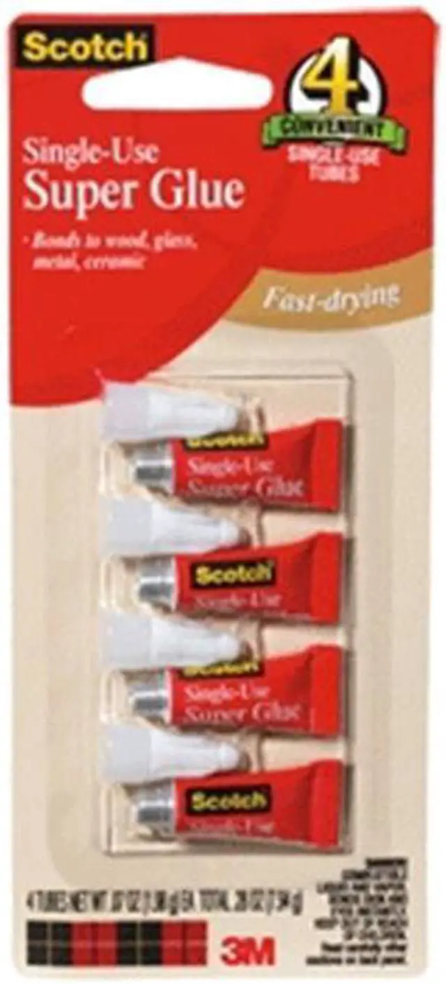 Alt view image 3 of 12 - 3M Super Glue Single Use Pointed Tip .07oz. 4/PK Clear AD114