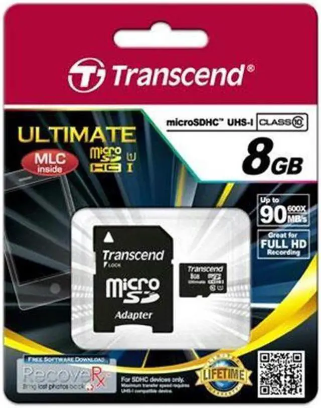Alt view image 3 of 8 - Transcend Ultimate 8 GB microSD High Capacity (microSDHC) - 1 Card