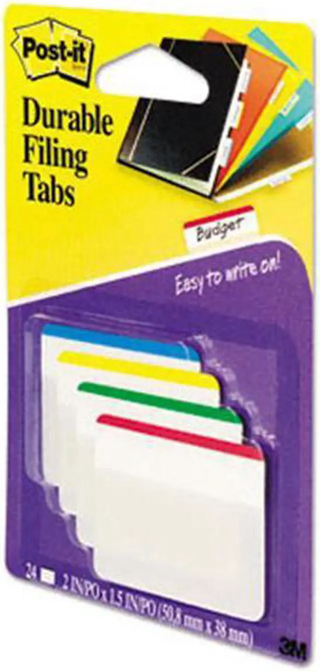 Alt view image 2 of 2 - 3M 686F1 Durable Color Bar Index File Tabs  2w x 1-3/4h  Five Colors  24 Pack