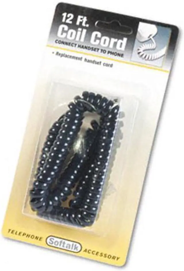 Alt view image 3 of 13 - Softalk Coiled Phone Cord, Plug/Plug, 12 Ft., Black 48102