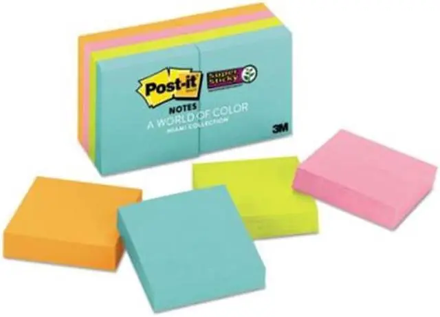 Alt view image 2 of 17 - Post-It Notes Super Sti Pads,Ss,Notes,3"x3",Miami 65412SSMIA