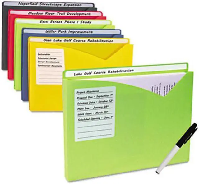 Alt view image 2 of 20 - C-Line Write-On Expanding Poly File Folders 1" Exp. Letter Assorted Colors 10/BX