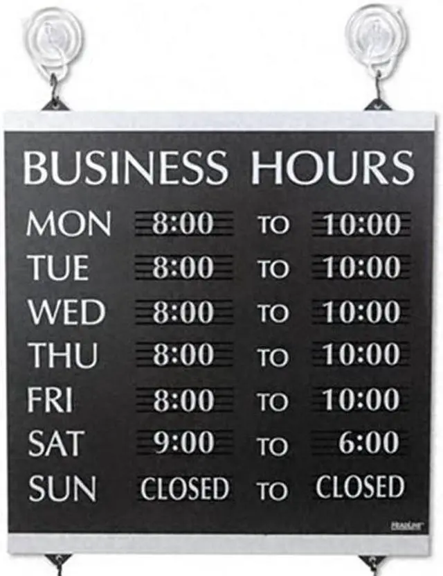 Alt view image 8 of 11 - Headline Sign Century Series Business Hours Sign Heavy-Duty Plastic 13 x 14 Black 4247