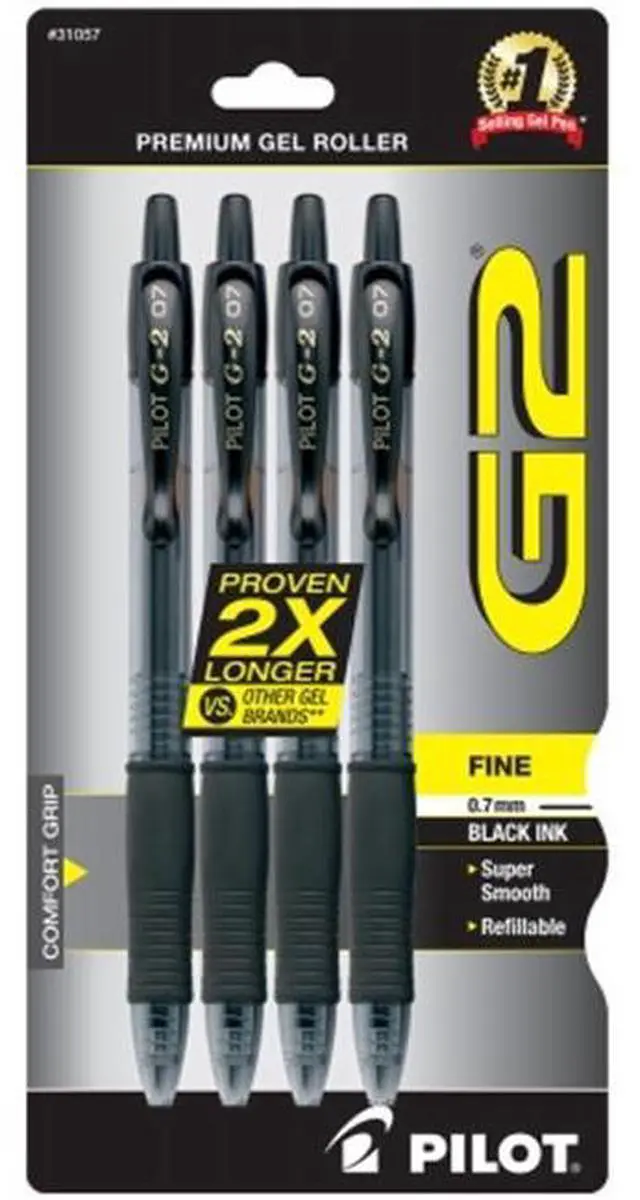 Alt view image 3 of 7 - Pilot Gel Pen Retractable Refillable Fine 4/PK Black 31057