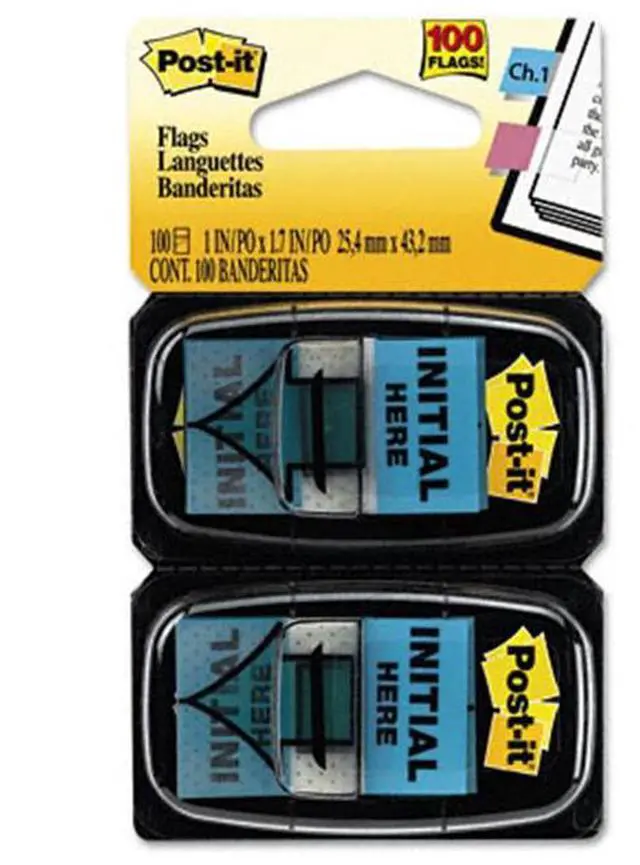 Alt view image 2 of 20 - 3M 680IH2 Message Flags Initial Here Blue Two 50-Flag Dispensers per Pack