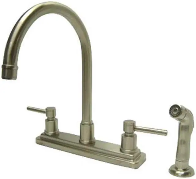 Alt view image 4 of 9 - Kingston Brass KS8798DL 8 Inch Center Kitchen Faucet With Side Sprayer - Satin Nickel