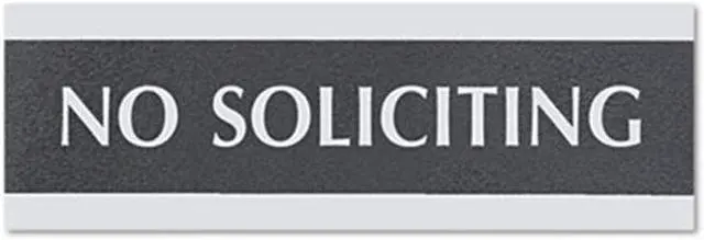Alt view image 4 of 5 - Headline Sign Century Series Office Sign NO SOLICITING 9 x 3 Black/Silver 4758