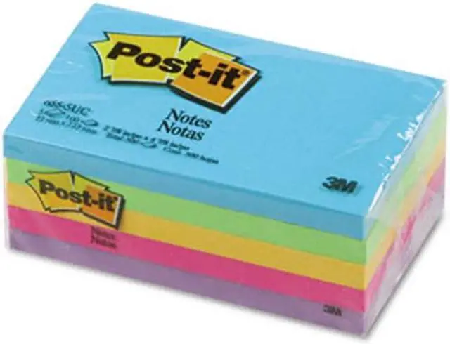 Alt view image 2 of 20 - 3M 6555UC Ultra Color Notes  3 x 5  Five Colors  Five 100-Sheet Pads Pack