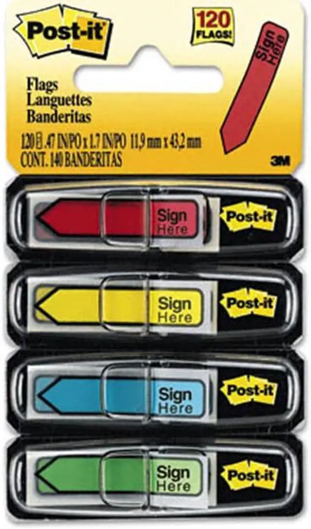 Alt view image 3 of 20 - 3M 684SH Arrow Flags    Sign Here    4 Colors with Dispensers  120 Pack
