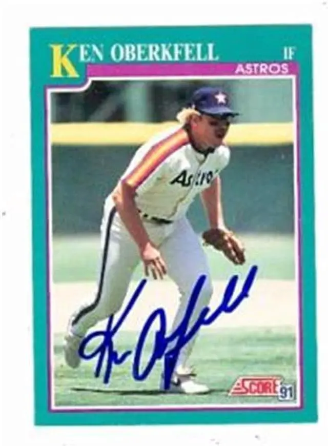 Main image of Autograph Warehouse 88527 Ken Oberkfell Autographed Baseball Card Houston Astros 1991 Score No. 214