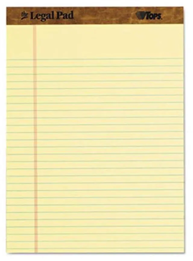 Main image of Tops 75327 The Legal Pad Legal Rule Perforated Pads, Letter Size, Canary, 50 Sht Pads, 3-Pk