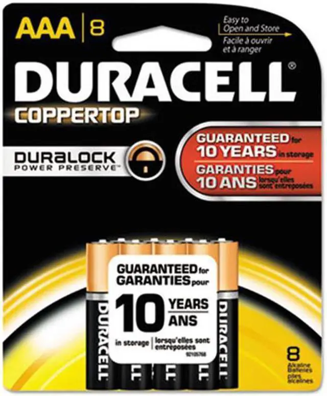 Alt view image 4 of 20 - DURACELL MN2400B8Z Duracell CopperTop AAA Alkaline Battery, 8 PK, 1.5VDC