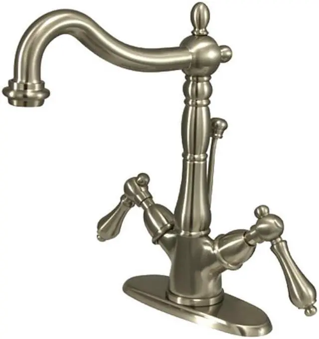Alt view image 2 of 5 - Kingston Brass KS1438AL Classic Mono Deck Mount Lavatory Faucet - Satin Nickel