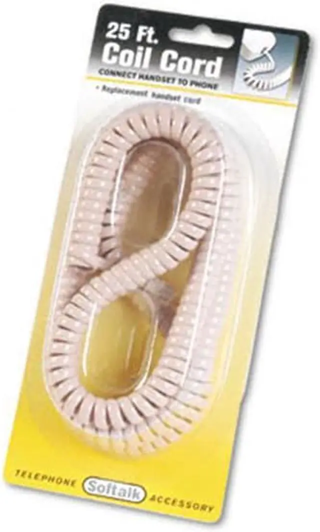 Alt view image 4 of 9 - Softalk Coiled Phone Cord, Plug/Plug, 25 Ft., Beige 42260
